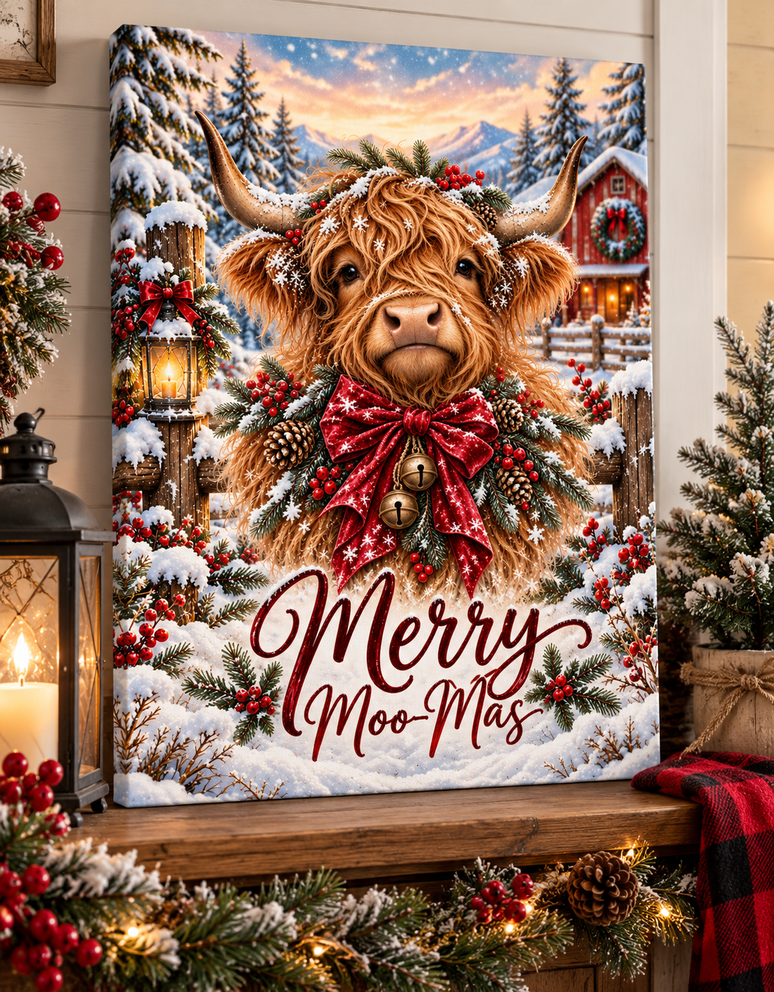 Merry Moo-Mas Canvas