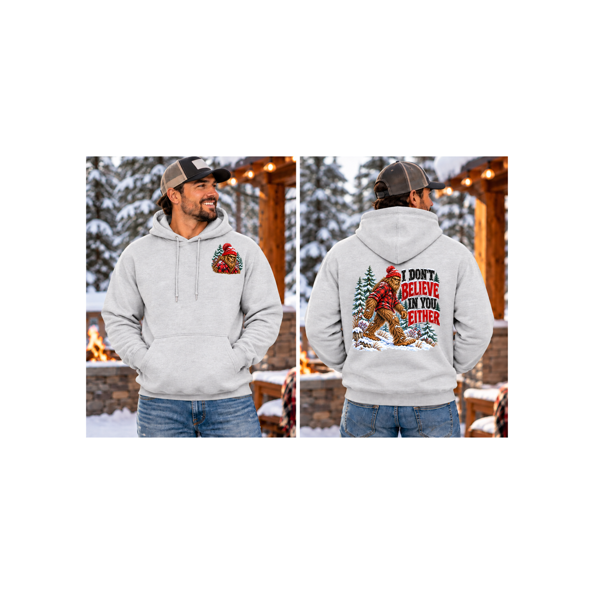 Bigfoot I Don’t Believe in You Either Hoodie | Sasquatch Christmas Hoodie | Funny Winter Bigfoot Sweatshirt