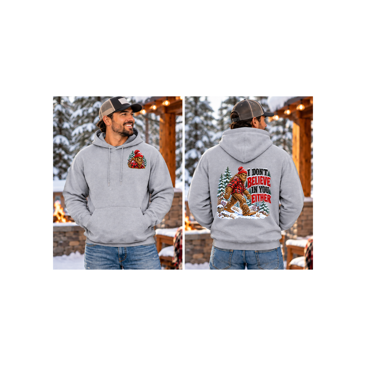 Bigfoot I Don’t Believe in You Either Hoodie | Sasquatch Christmas Hoodie | Funny Winter Bigfoot Sweatshirt