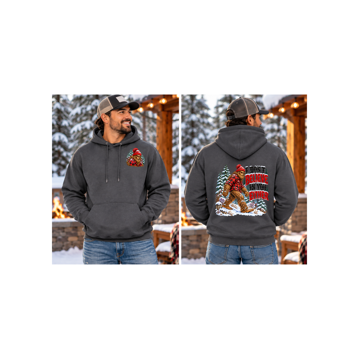 Bigfoot I Don’t Believe in You Either Hoodie | Sasquatch Christmas Hoodie | Funny Winter Bigfoot Sweatshirt