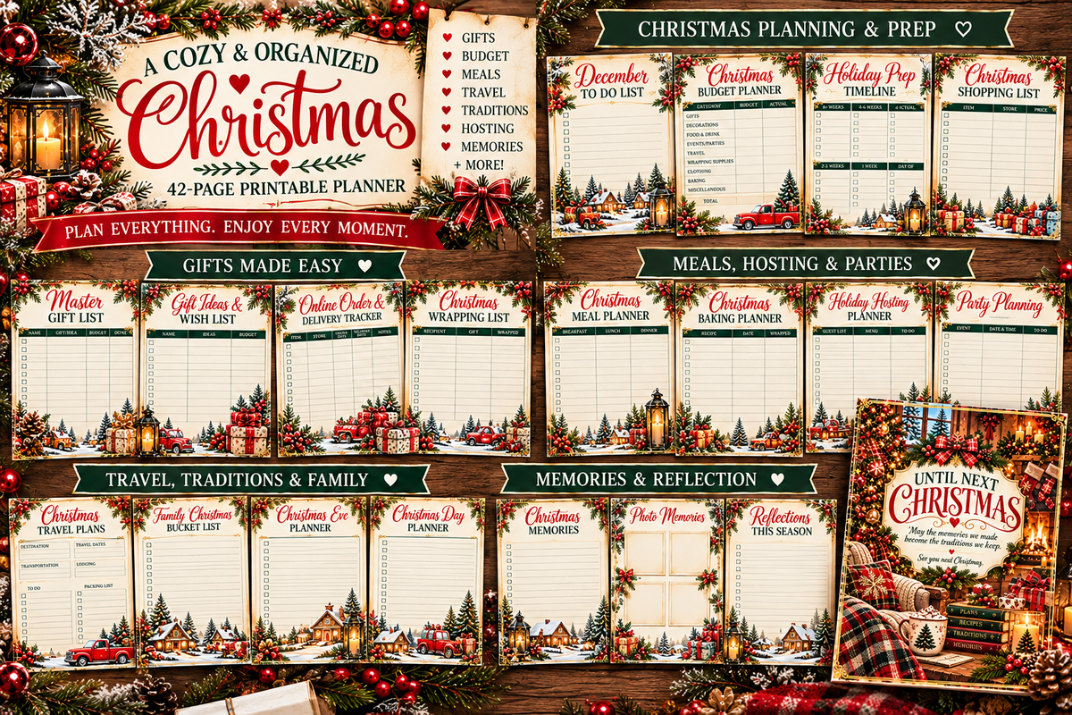 Christmas Planner Printable | 42-Page Holiday Planner PDF